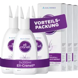 ELL-CRANELL 250 mikrogram/ml løsning for påføring på hodet, 3 x 200 ml