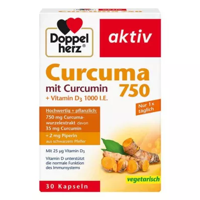 DOPPELHERZ Curcuma 750 kapsler, 30 kapsler