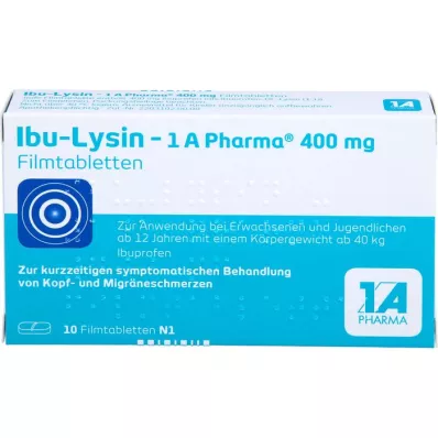 IBU-LYSIN 1A Pharma 400 mg filmdrasjerte tabletter, 10 stk