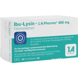 IBU-LYSIN 1A Pharma 400 mg filmdrasjerte tabletter, 50 kapsler