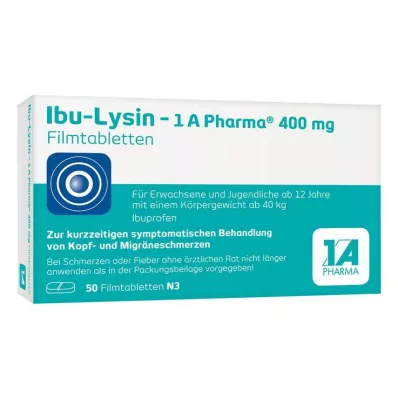Ibu-Lysine – 1 A Pharma 400 mg filmdrasjerte tabletter, 50 stk Ibu-Lysine – 1 A Pharma 400 mg filmdrasjerte tabletter, 50 stk