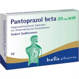 PANTOPRAZOL beta 20 mg sure enterotabletter, 10 stk