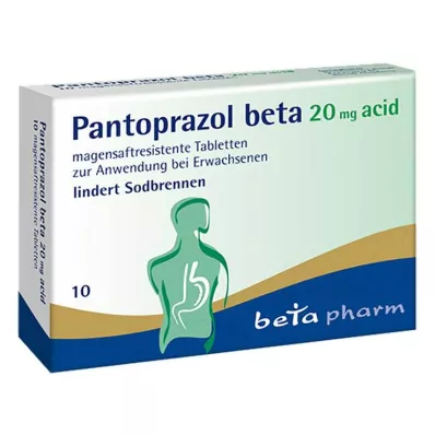 Pantoprazol beta 20 mg syre gastro-resistente tabletter, 10 stk Pantoprazol beta 20 mg syre gastro-resistente tabletter, 10 stk