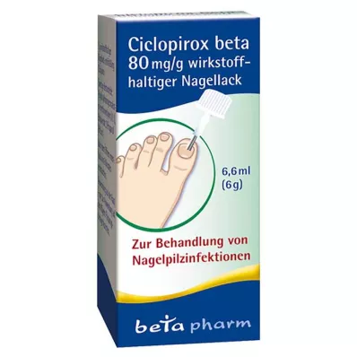 Ciclopirox beta 80 mg/g aktiv neglelakk, 6,6 ml Ciclopirox beta 80 mg/g aktiv neglelakk, 6,6 ml