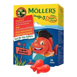 MÖLLERS Omega-3 Jelly Fish Strawberry tyggetabletter, 36 stk
