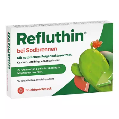 REFLUTHIN mot halsbrann Tyggetabletter frukt, 16 stk