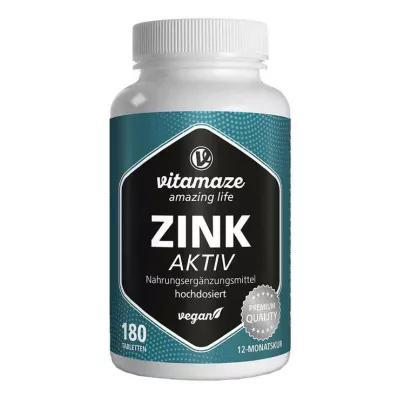 ZINK AKTIV 25 mg veganske høydosetabletter, 180 stk