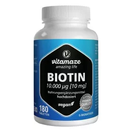 BIOTIN 10 mg veganske høydosetabletter, 180 stk