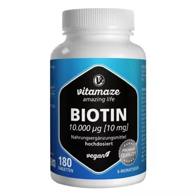 BIOTIN 10 mg veganske høydosetabletter, 180 stk
