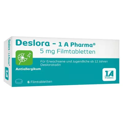 DESLORA-1A Pharma 5 mg filmdrasjerte tabletter, 6 stk DESLORA-1A Pharma 5 mg filmdrasjerte tabletter, 6 stk
