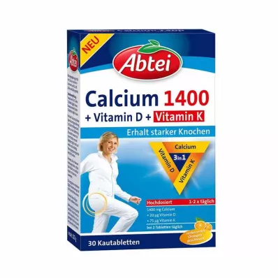 ABTEI Kalsium 1400+Vitamin D3+K tyggetabletter, 30 stk ABTEI Kalsium 1400+Vitamin D3+K tyggetabletter, 30 stk