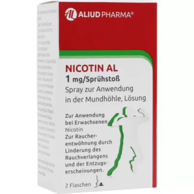 NICOTIN AL 1 mg/spray puffspray til bruk i munnhulen, 2 stk