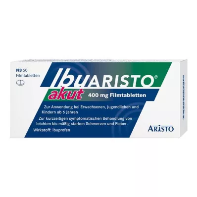 Ibu ARISTO akutt 400 mg ibuprofen filmdrasjerte tabletter, 50 stk Ibu ARISTO akutt 400 mg ibuprofen filmdrasjerte tabletter, 50 stk