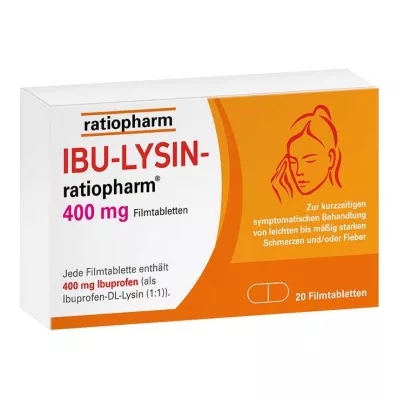 IBU-LYSIN-ratiopharm 400 mg filmdrasjerte tabletter, 20 stk IBU-LYSIN-ratiopharm 400 mg filmdrasjerte tabletter, 20 stk