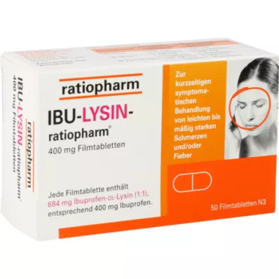 IBU-LYSIN-ratiopharm 400 mg filmdrasjerte tabletter, 50 stk