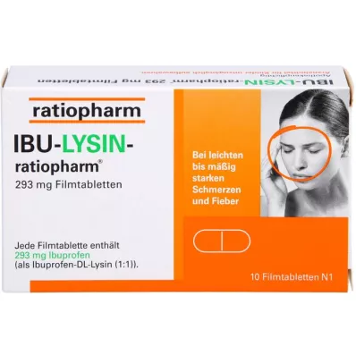 IBU-LYSIN-ratiopharm 293 mg filmdrasjerte tabletter, 10 stk