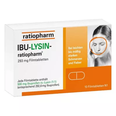 IBU-LYSIN-ratiopharm® 293 mg filmdrasjerte tabletter, 10 stk IBU-LYSIN-ratiopharm® 293 mg filmdrasjerte tabletter, 10 stk