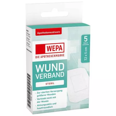 WEPA Sårbandasje 7,2x5 cm steril, 5 stk WEPA Sårbandasje 7,2x5 cm steril, 5 stk