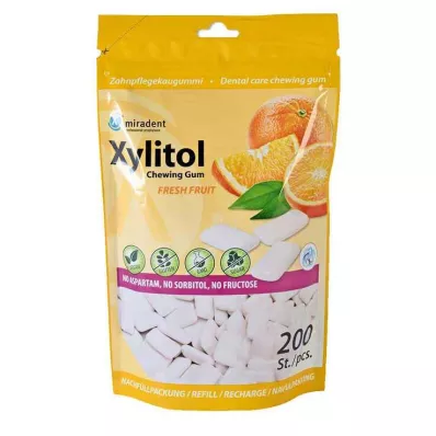 MIRADENT Xylitol tyggegummi frisk frukt Refill, 200 stk MIRADENT Xylitol tyggegummi frisk frukt Refill, 200 stk