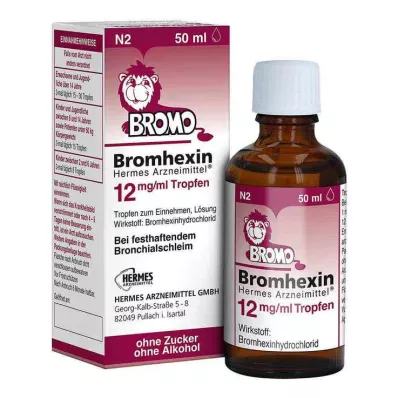 Bromhexine HERMES Medicines® 12 mg/ml dråper, 50 ml Bromhexine HERMES Medicines® 12 mg/ml dråper, 50 ml