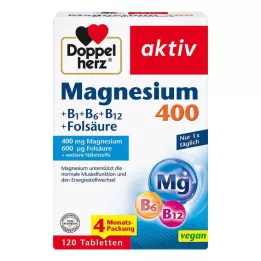 DOPPELHERZ Magnesium 400+B1+B6+B12+folsyre tbl, 120 stk