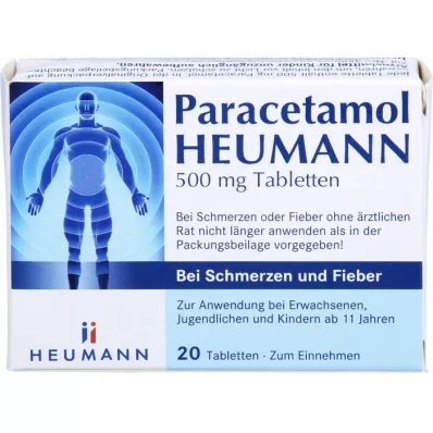 PARACETAMOL HEUMANN 500 mg Tab. mot smerter og feber, 20 stk