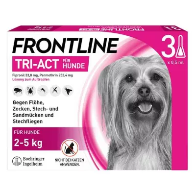 FRONTLINE Tri-Act Drop-on-løsning for hunder 2-5 kg, 3 stk FRONTLINE Tri-Act Drop-on-løsning for hunder 2-5 kg, 3 stk