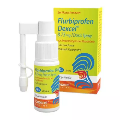 Flurbiprofen Dexcel 8,75 mg / doseringsspray munnhule, 15 ml Flurbiprofen Dexcel 8,75 mg / doseringsspray munnhule, 15 ml