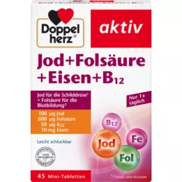 DOPPELHERZ Jod+folsyre+jern+B12 tabletter, 45 stk