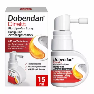 DOBENDAN Direkte Flurbiprofen Spray Honning &amp; Sitron, 15 ml