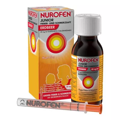 NUROFEN Junior feber og smerte juice jordbær 40 mg/ml, 100 ml NUROFEN Junior feber og smerte juice jordbær 40 mg/ml, 100 ml