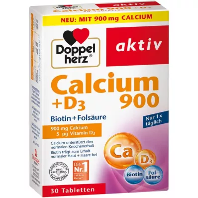 DOPPELHERZ Kalsium 900+D3 tabletter, 30 stk