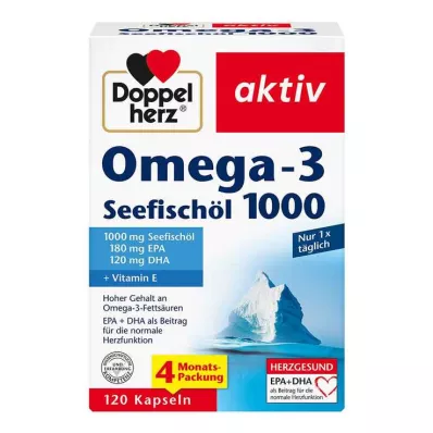 Doppelherz Omega-3 sjøfiskolje 1000 kapsler, 120 stykker Doppelherz Omega-3 sjøfiskolje 1000 kapsler, 120 stykker