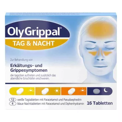 OLYGRIPPAL Dag &amp; Natt 500 mg/60 mg tabletter, 16 stk