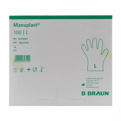 MANUPLAST Engangshansker PE Størrelse L, 100 stk MANUPLAST Engangshansker PE Størrelse L, 100 stk