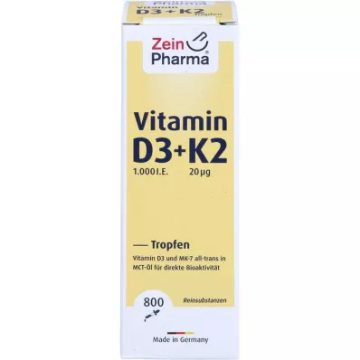 VITAMIN D3+K2 MK-7 dråper til oral bruk, høy dose, 25 ml