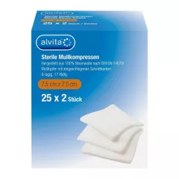 ALVITA Sterile gasbindkompresser 7,5x7,5 cm, 25X2 stk