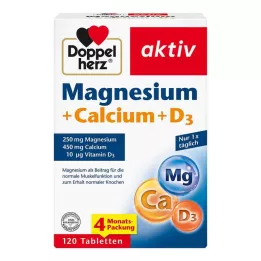 DOPPELHERZ Magnesium+kalsium+D3-tabletter, 120 kapsler