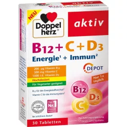 DOPPELHERZ B12+C+D3 Depot aktive tabletter, 30 stk