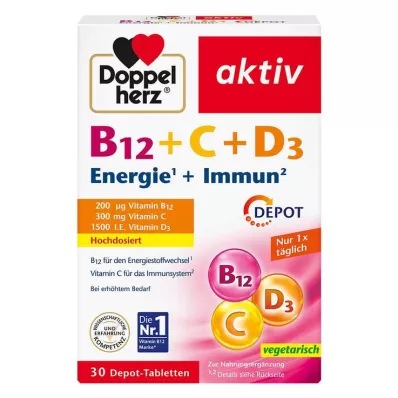Doppelherz B12 + C + D3 depot aktive tabletter, 30 stk