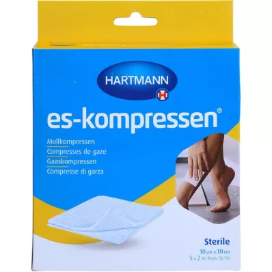 ES-KOMPRESSEN steril 10x10 cm 8-lags 17. bredde, 5X2 stk