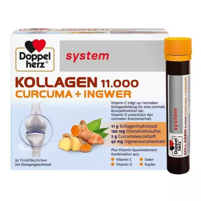 Doppelherz Collagen 11 000 Curcuma + Ginger System drikkeampuller, 30X25 ml
