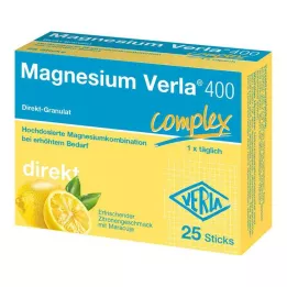 MAGNESIUM VERLA 400 Lemon Direct Granulat, 25 stk