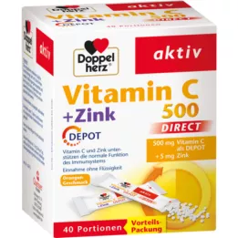 DOPPELHERZ Vitamin C 500+Zink Depot DIRECT Pellets, 40 stk