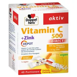 DOPPELHERZ Vitamin C 500+Zink Depot DIRECT Pellets, 40 stk