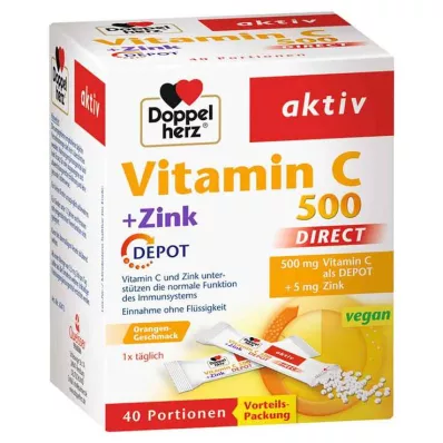 DOPPELHERZ Vitamin C 500+Zink Depot DIRECT Pellets, 40 stk DOPPELHERZ Vitamin C 500+Zink Depot DIRECT Pellets, 40 stk