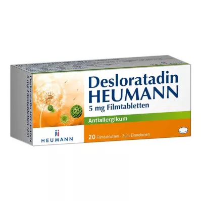 Desloratadin HEUMANN 5 mg filmdrasjerte tabletter, 20 stk Desloratadin HEUMANN 5 mg filmdrasjerte tabletter, 20 stk