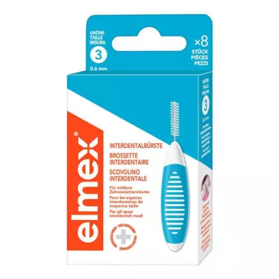 ELMEX Interdentalbørster ISO størrelse 3 0,6 mm blå, 8 stk