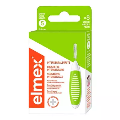 ELMEX Interdentalbørster ISO størrelse 5 0,8 mm grønn, 8 stk ELMEX Interdentalbørster ISO størrelse 5 0,8 mm grønn, 8 stk