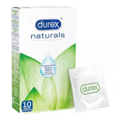 Durex naturals kondomer med vannbasert glidemiddel, 10 stk